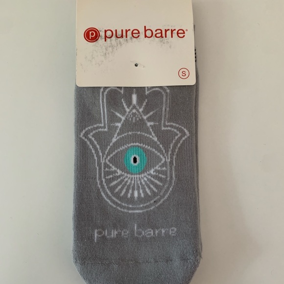 Pure Barre Gray Grip Socks - Low Rise - Savvy - Hamsa [Small] - Picture 1 of 3